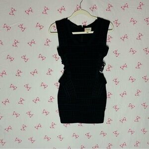 L'ATISTE Black Textured Mini Dress